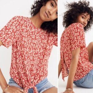 SEMI SHEER MADEWELL TIED FLORAL TOP BUTTON BACK
